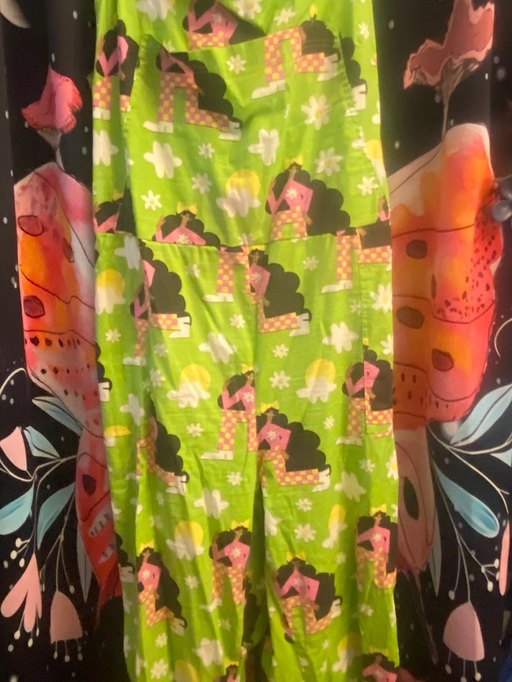 Nooworks Lime Green Patterned Jumpsuit with Pink Accents